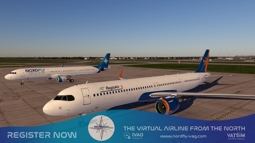Nordflyvag's tweet image. Wusstet ihr, dass sowohl die NordFly als auch die RegioAir den Hamburger Flughafen als ihren Hub nutzen? Auf dem Bild seht ihr zwei Airbus A321neo’s dieser virtuellen Airlines.
#IVAO #virtualairline #IVAOGermany #vatsim #p3d #p3dv5 #xplane #msfs2020 #fsx #p3dv4 #NordFly