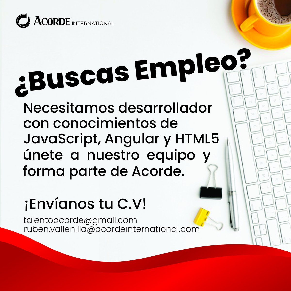 únete a nuestro equipo y forma parte de <a href="/AcordeInt/">Acorde Internacional</a> 
.
#desarrolloweb  #HTML #javascript