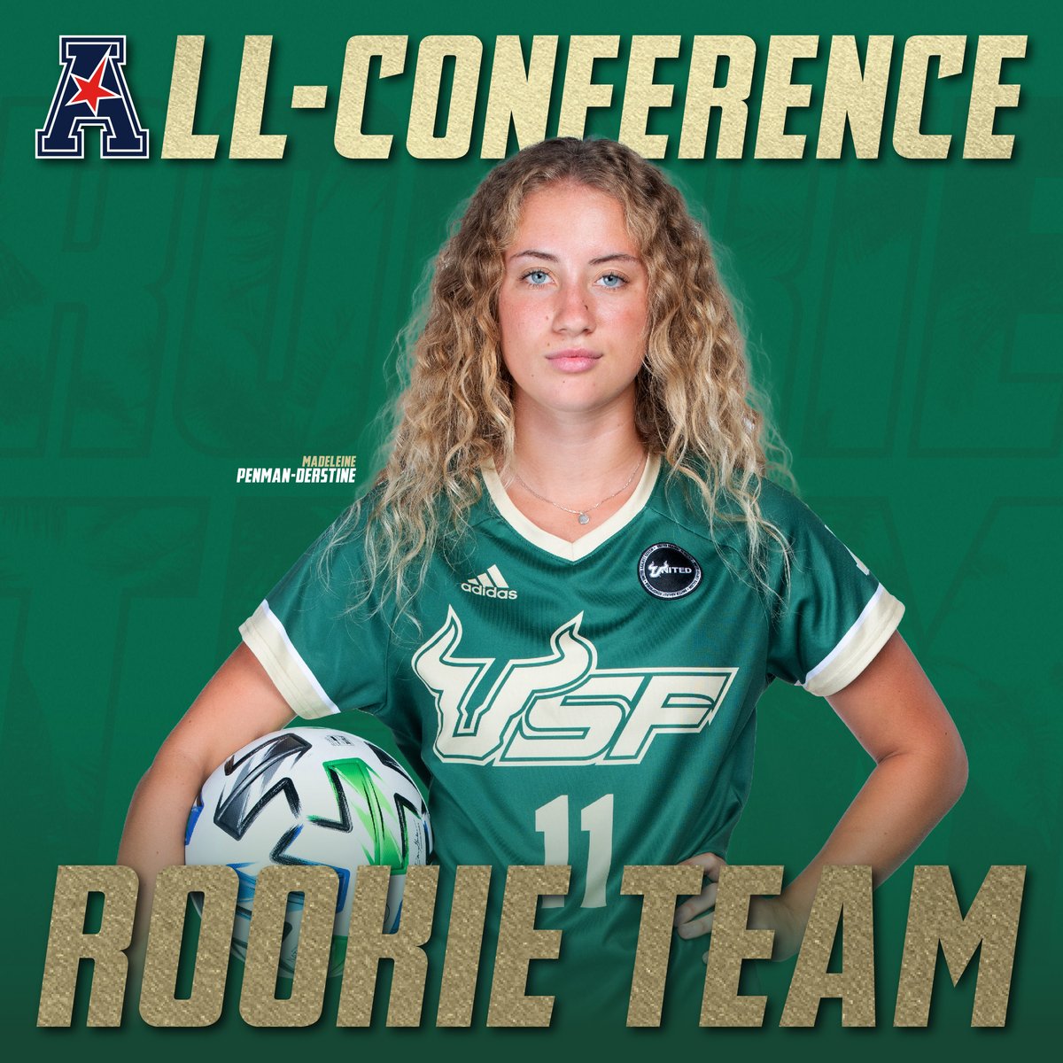 .<a href="/madeleinepd/">Madeleine Penman-Derstine (She/Her)</a>'s strong freshman season earned her a spot on <a href="/American_WSoc/">American WSoccer</a>'s All-Rookie team! ⚽️

#LeadTheStampede🤘