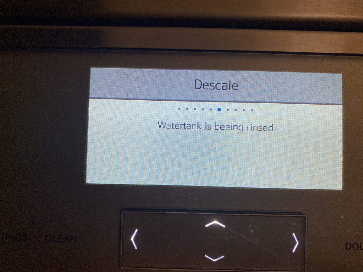 AngelaGotts's tweet photo. @Thermador This is the message on our built in coffee maker 😂. Why “beeing”? https://t.co/ij5kuNDf4M