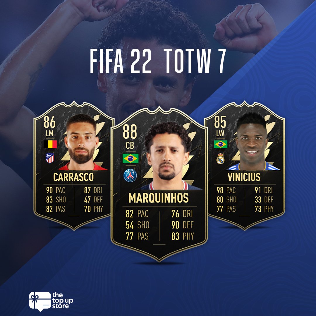 TopupStoreNL's tweet photo. Team of the Week 7️⃣ is nu uit! Welke In-Form speler zou jij willen toevoegen aan jouw team? 👇 #thetopupstore #fifa22 #fut22 #totw7 #teamoftheweek https://t.co/DpB2FwZO0e