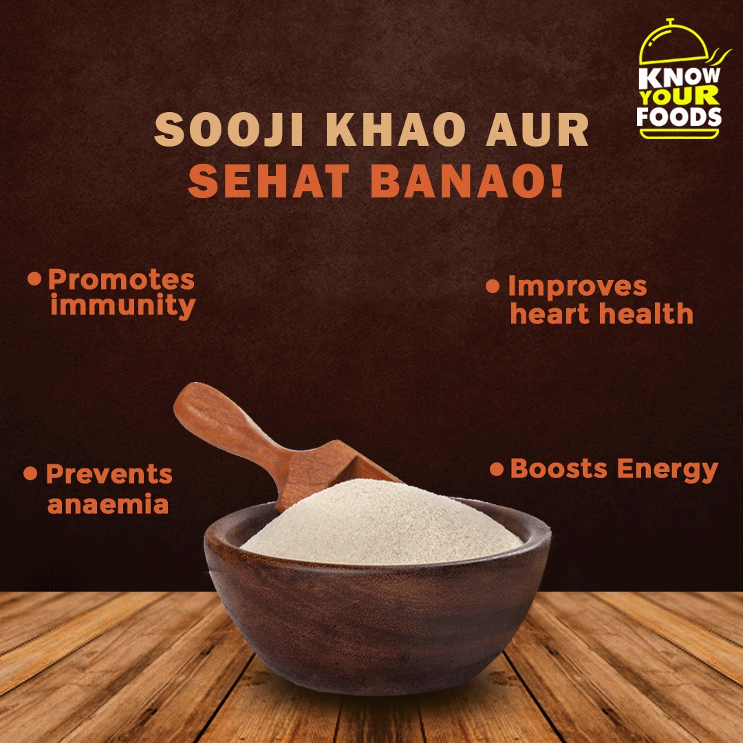 SMARTBazaarIn's tweet photo. #KnowYourFoods: Sooji is high in fibre and protein and also helps in weight loss. So, the next time you crave for your sooji ka halwa, don’t forget these benefits! #SMARTSuperstore https://t.co/ZK3OrZLraV