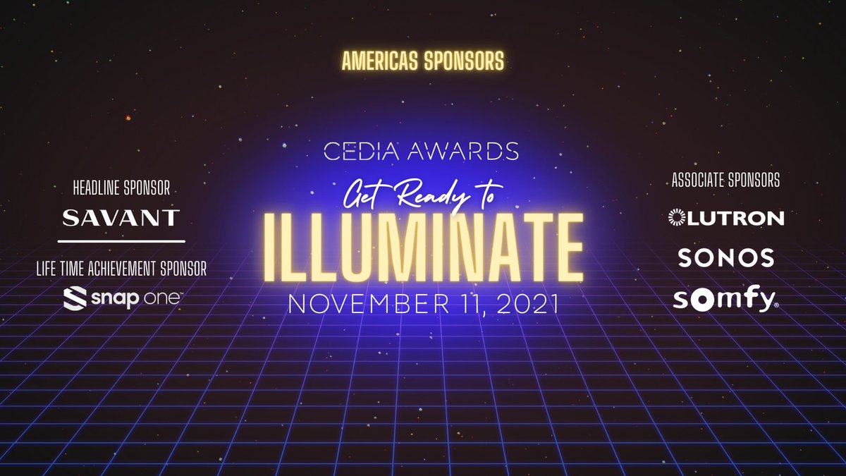 CEDIA's tweet photo. As we put the final touches on the 2021 #CEDIAAwards, we want to take a moment to thank our sponsors for their support. We're honored to host an event that celebrates the fine work of #technologyintegrators around the world and to have so many people believe in its value. https://t.co/YgUlIuFnO9