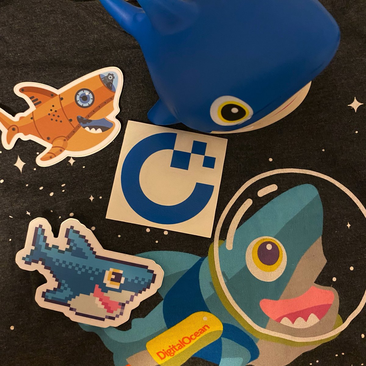 zvozmilov's tweet photo. Just got some 🦈 SWAG 🦈 from @digitalocean &amp; @MattIPv4 ✨✨✨ https://t.co/iE0zceVjjB