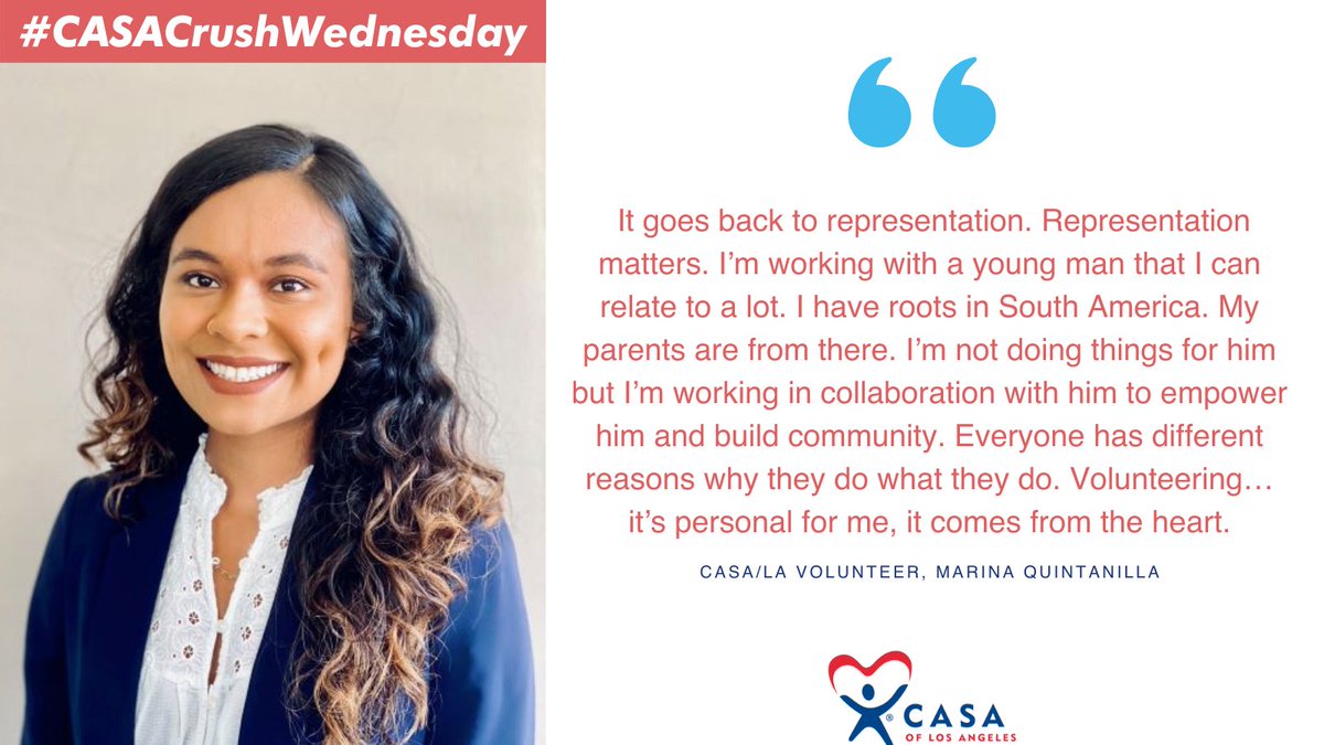 CASAofLA's tweet photo. Meet our #CASACrushWednesday @CASAofLA volunteer, Marina Quintanilla.
Follow our IG &amp; FB for the full CASA story. 
Visit https://t.co/gEO90yuEM2 to learn more about how you can help make a difference in a child's life today. https://t.co/BceVtKcE0U