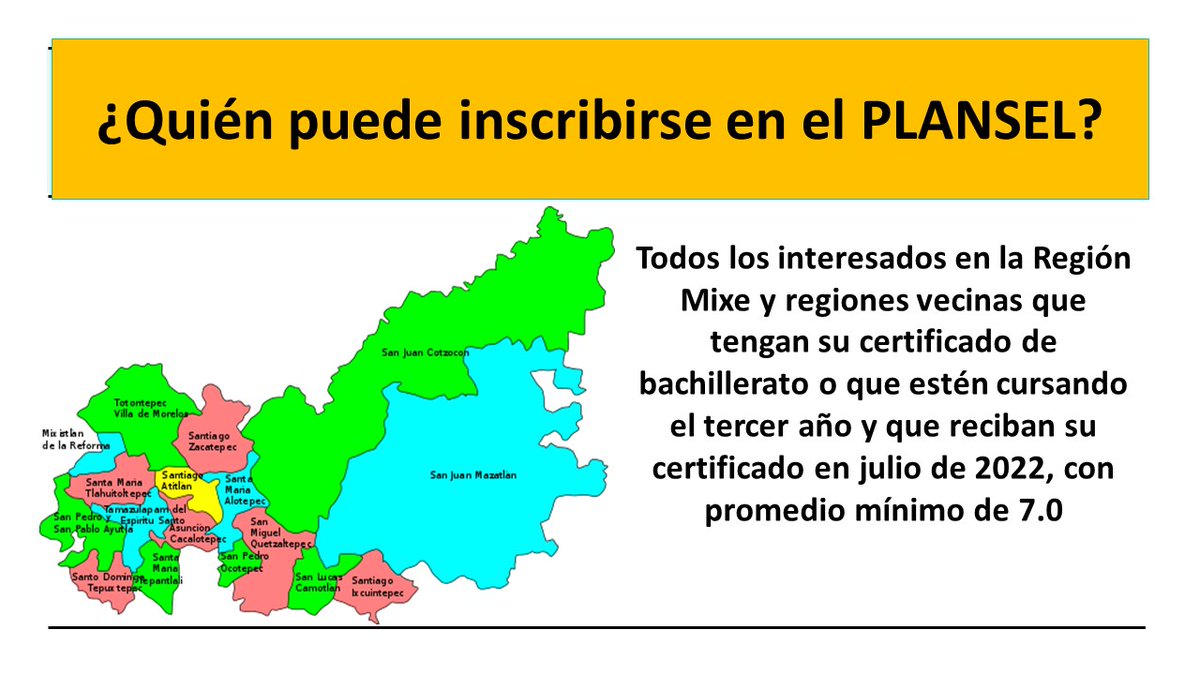 CentroAyuujkUN1's tweet image. PLANSEL es un programa de asesorías y tutorías que ofrece el Centro #Ayuujk UNAM. Es gratuito y si te interesa estudiar 👩‍🎓🧑‍🎓 en la Región #Mixe, #Oaxaca llena tu solicitud: forms.gle/xwkbPBp3qYVAE4…