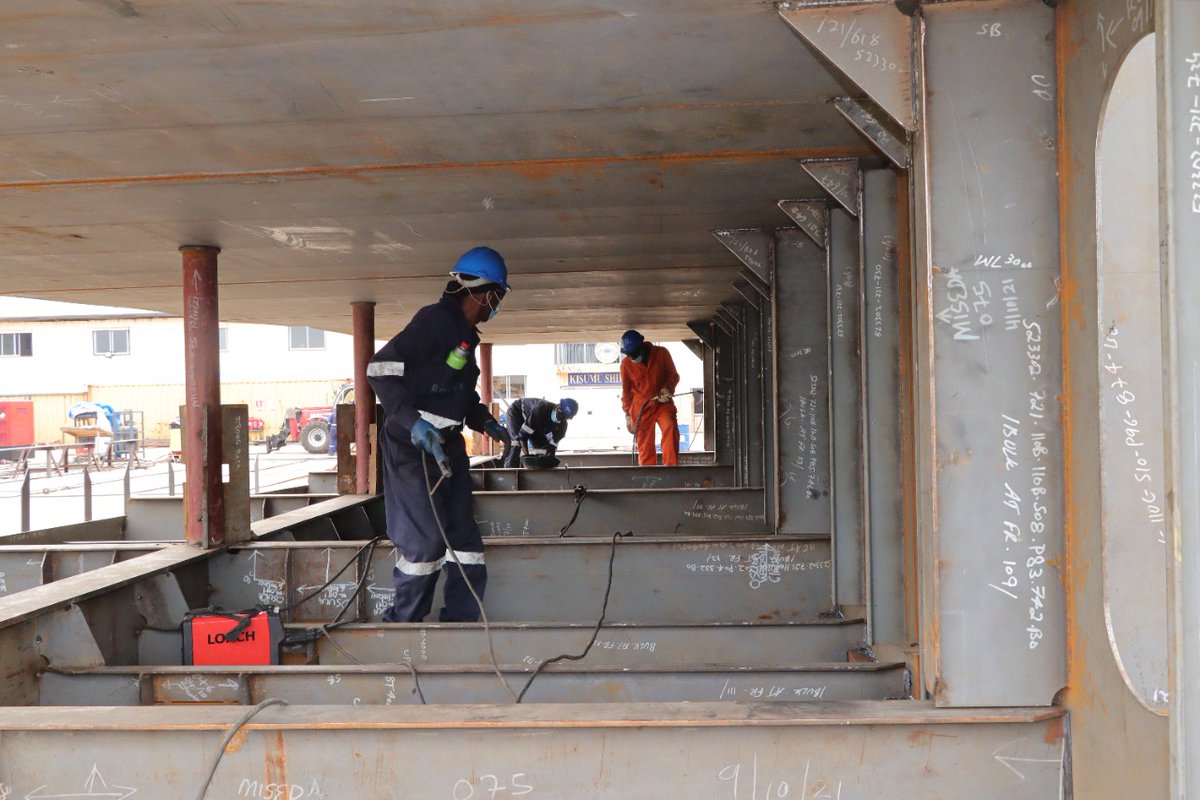 KenyaShipyards's tweet photo. Writing history. #Ferry #MvUhuruII #Shipyard https://t.co/dK8vIJlcp1