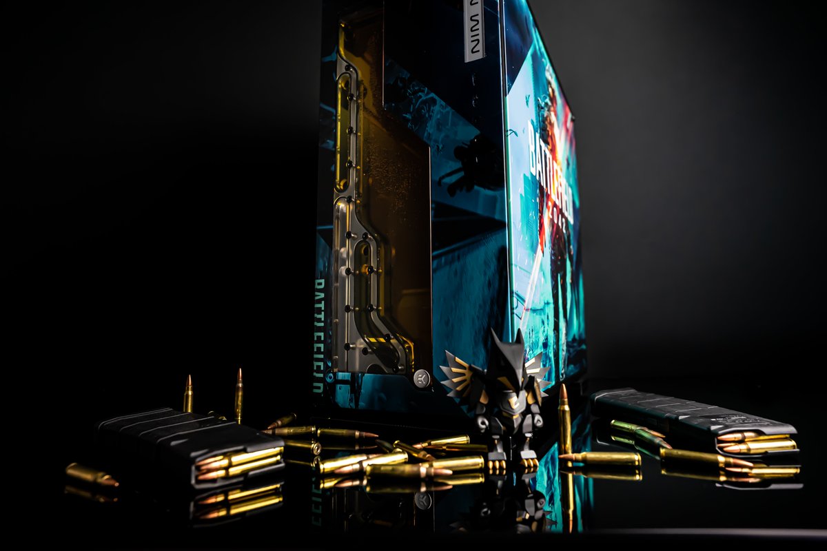 InWin's tweet photo. This is a true battlestation! #OracleMods has transformed the InWin 303EK into Project 2042! ๐ Locked, loaded and ready for gaming! ๐ https://t.co/Lz4NHunKH9