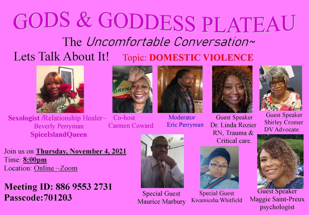SapiosexualMag's tweet photo. Sexologist Beverly Perryman, who’s now on our board of directors, is hosting an an uncomfortable but necessary conversation on #domesticviolence tomorrow at 8pm EST. We’d love your participation! 

Zoom meeting ID &amp; passcode below. https://t.co/0iFTJZDubC