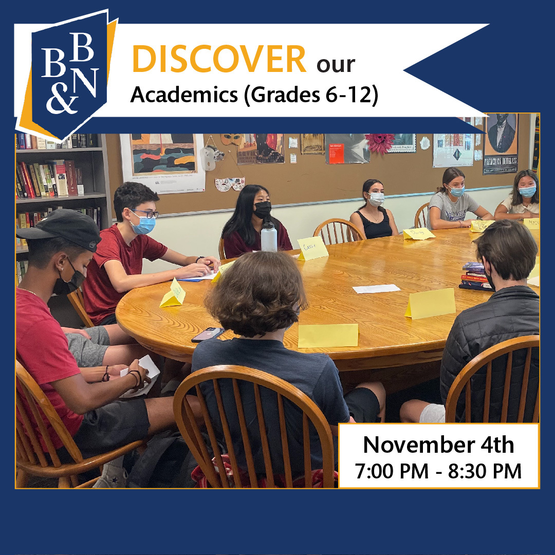 Learn about our academic programs and connect with faculty and students at our virtual academic fair. bbns.org/admission #bbnschool #bbnadmissions