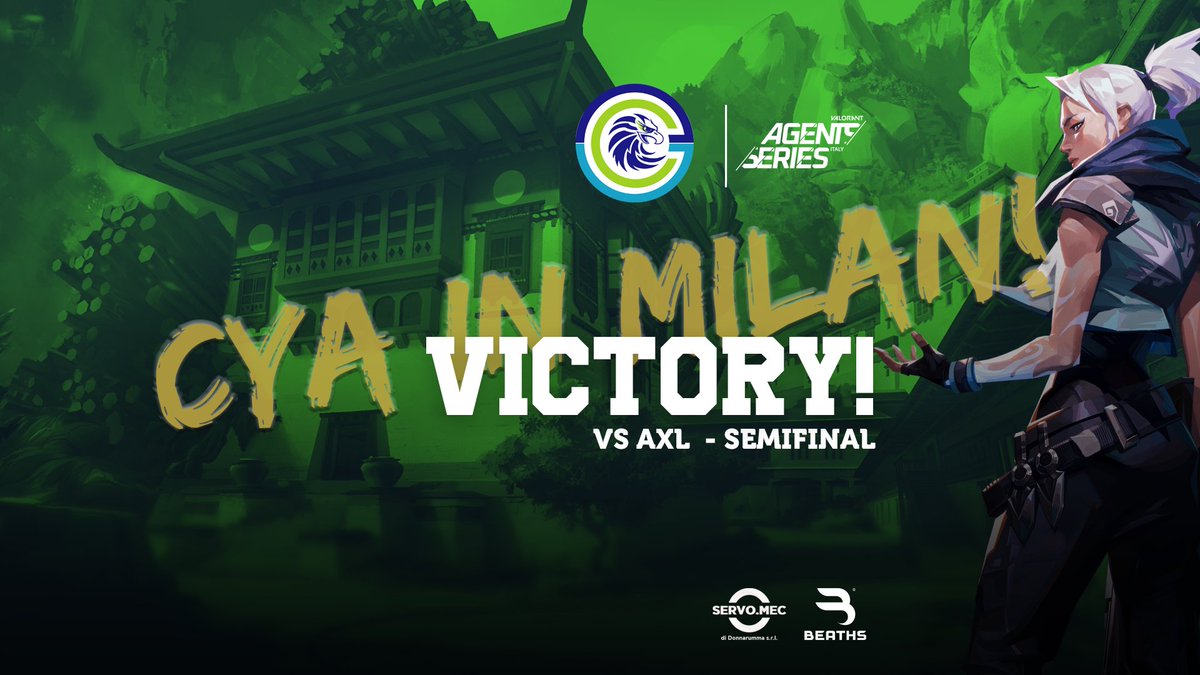 CYA IN MILANNNNNN!!! 🇮🇹
Our agents did what we wanted to see and now we are qualify for the LAN final of the <a href="/AgentsRangeIT/">AgentsRangeIT</a>! 🔫

GG WP <a href="/Axolotl_Esports/">Axolotl Esports</a> 👏

#GoGoCyber🦅💚💙