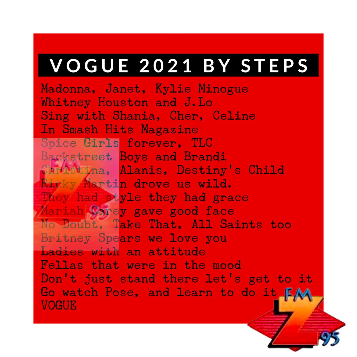 Z95BuenosAires's tweet photo. #VOGUE
Esta es la nueva letra del clásico de #Madonna que el grupo inglés #Steps incluyó en su nueva gira #WTFHTour
Sheffield fue la ciudad del estreno, este pasado martes 2 de noviembre.
Qué te parecen los nuevos nombres que se incluyeron?
#stepstour
⤵️⤵️⤵️ https://t.co/v23l88M1xL