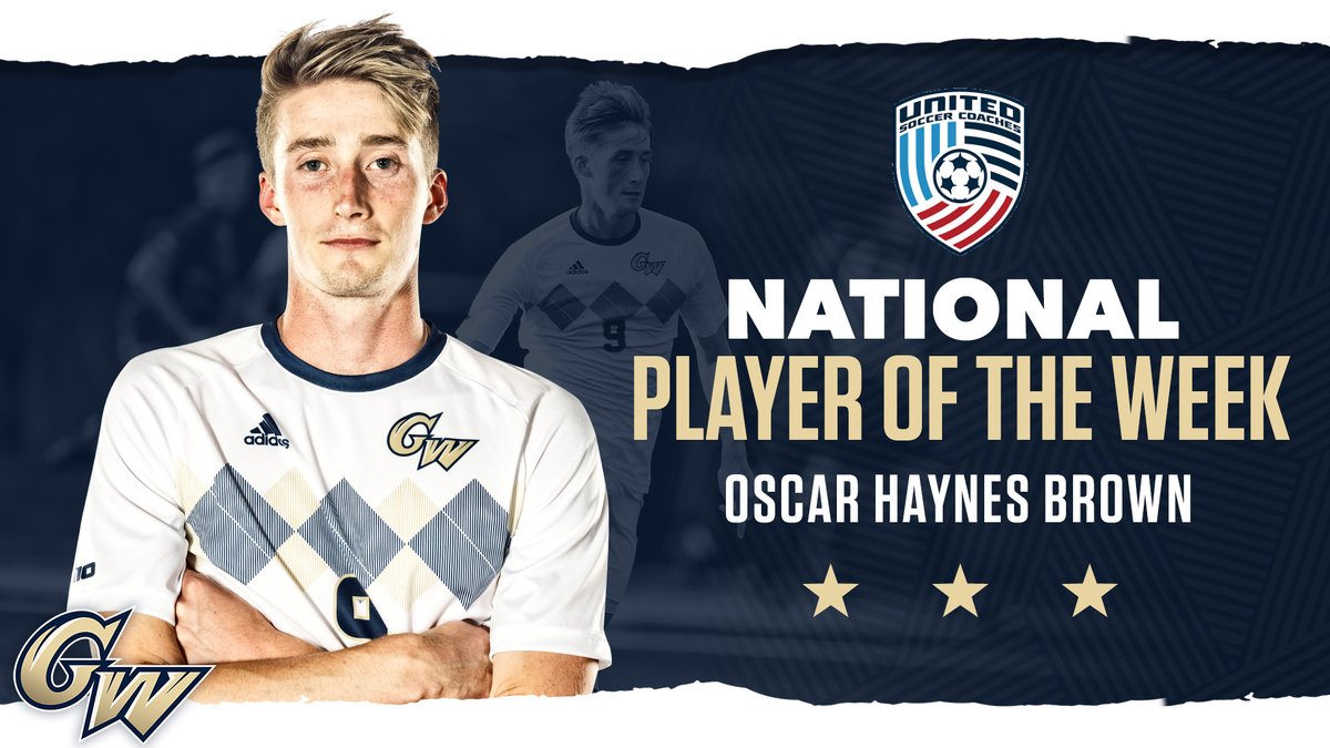 .<a href="/HaynesOscar/">Oscar Haynes Brown</a> is the <a href="/UnitedCoaches/">United Soccer Coaches</a> National Player of the Week! 🤩

➡️ gwsports.com/news/2021/11/3…

#RaiseHigh