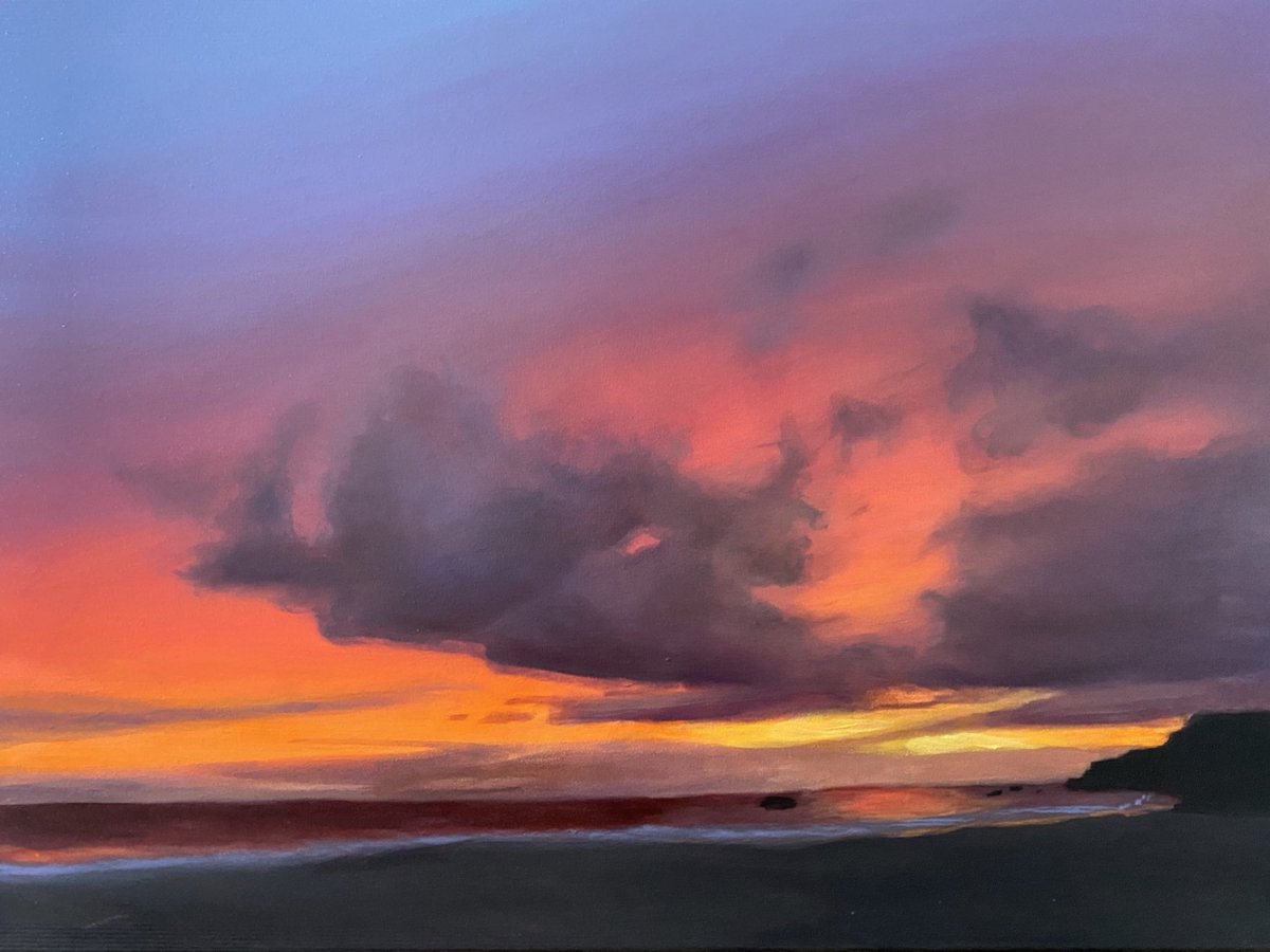 alyssatomalaart's tweet photo. A sunset oil painting study inspired by a photo by one of my favourite artists @sincerelyart ☀️💕 #artistsontwitter #PortfolioDay #oilpainting #painting #sunsetart #artwork #oilpainter #painter #sunsetpainting #canadianartist #landscapeart #skyscapeart #cloudart #realism #art https://t.co/b7W3Dy8EUk