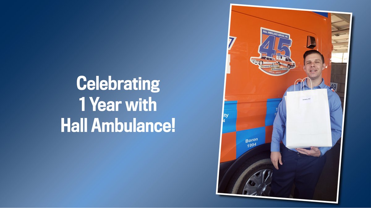 HallAmbulance's tweet photo. Hooray for EMT Zachary Hill on wrapping up your first year with Hall Ambulance!
#CareCompassionCommunity #MakingMyDifference #EMSCareersStartHere https://t.co/ZOopqyTRt0