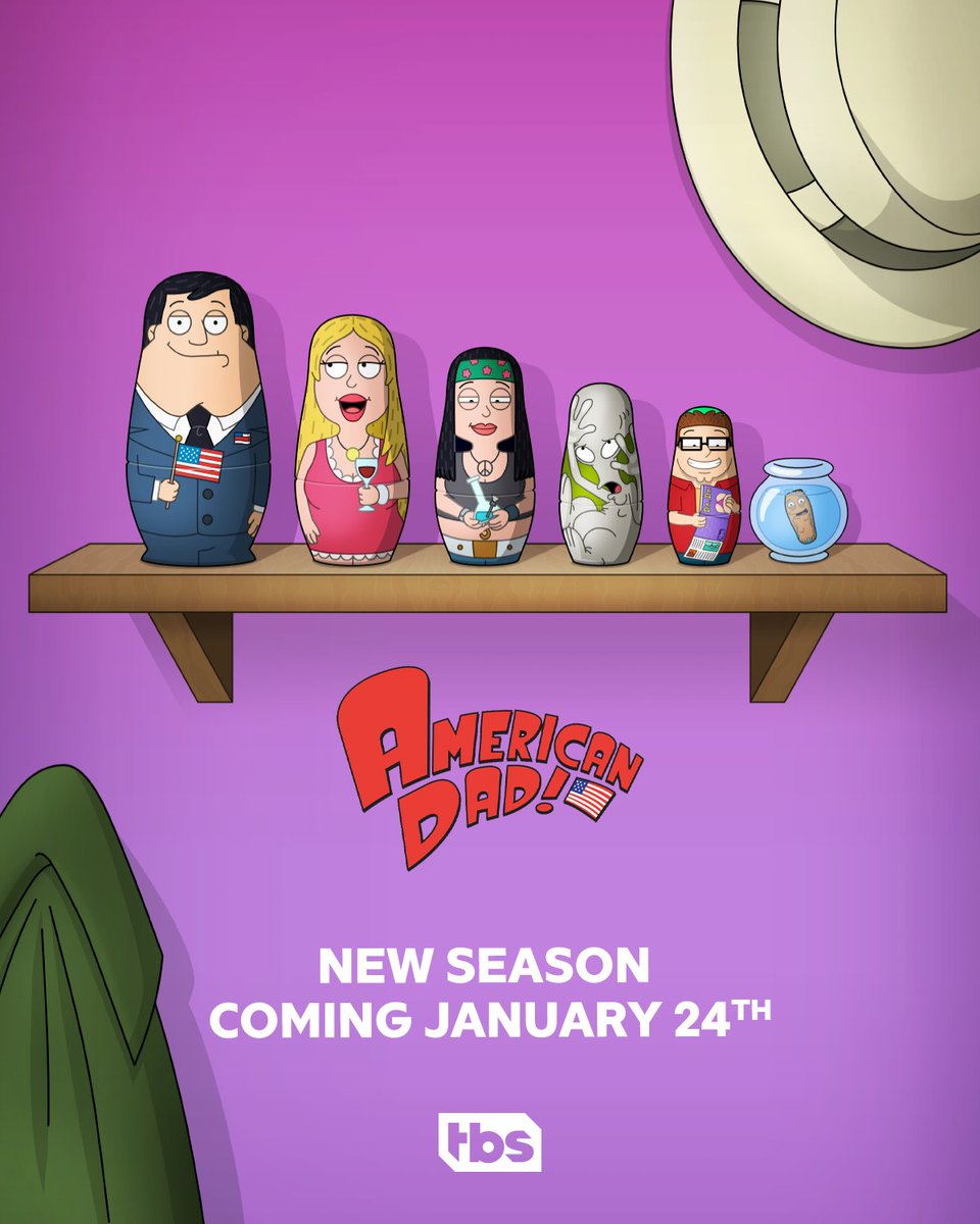 AmericanDadTV's tweet photo. Who has 8 fingers, 6 toes and is coming back for another season? ROGER. That’s right, we’re back with a new season coming January 24th! Don’t miss it! #AmericanDad https://t.co/zv66R5rioB