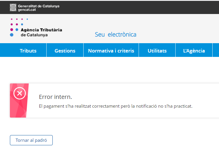 PabloCastroBCN's tweet photo. Una web de la administración que no funciona. Hasta pagar impuestos es complejo. @economiacat #impuestoCO2 https://t.co/pIJjkGRnSC
