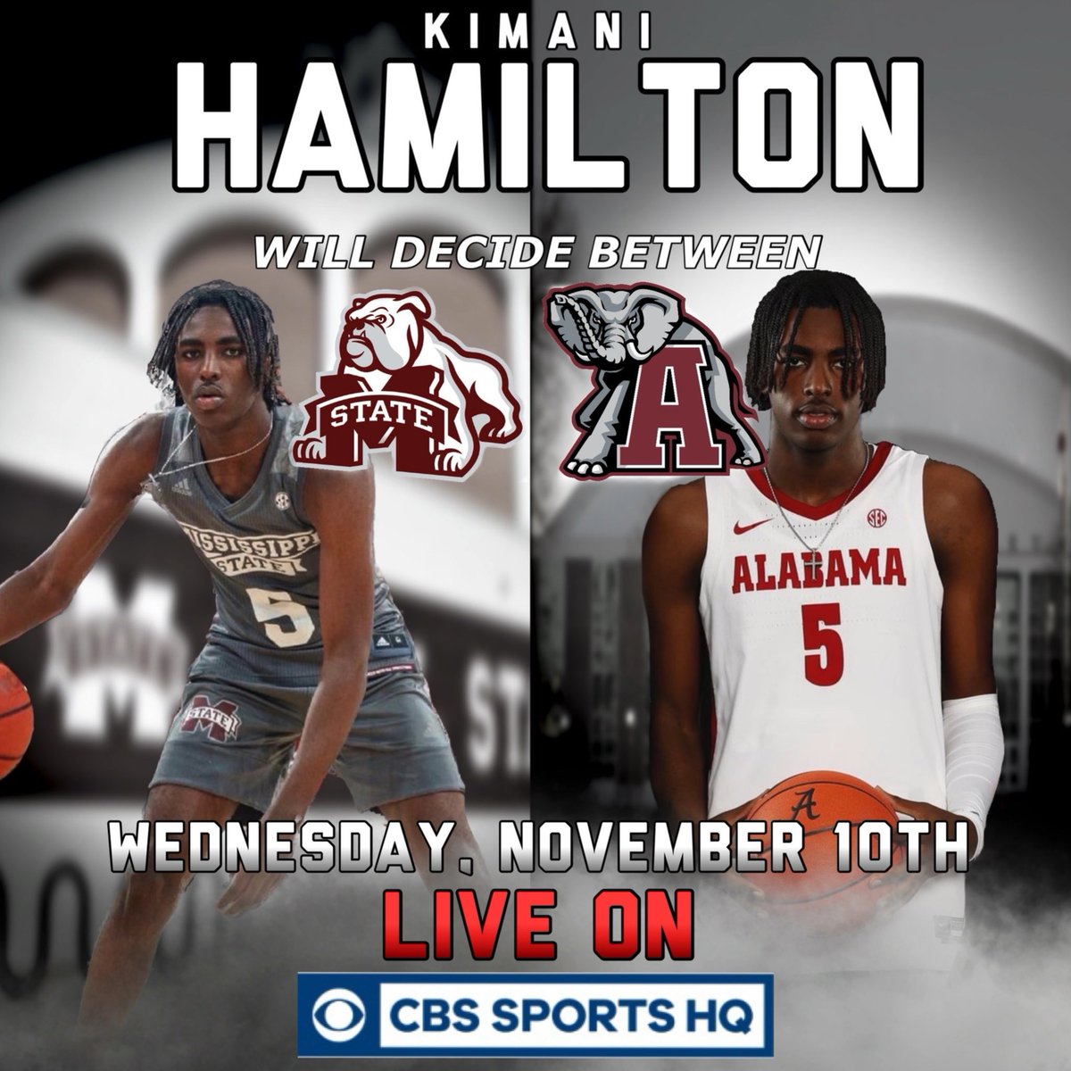 And then there’s…..2! Stay Tuned for Kimani Hamilton’s decision on National Signing Day: Wednesday, Nov 10th at 2:30pm CT, LIVE on CBS Sports HQ @KimaniHamilton2 @Mani5xx