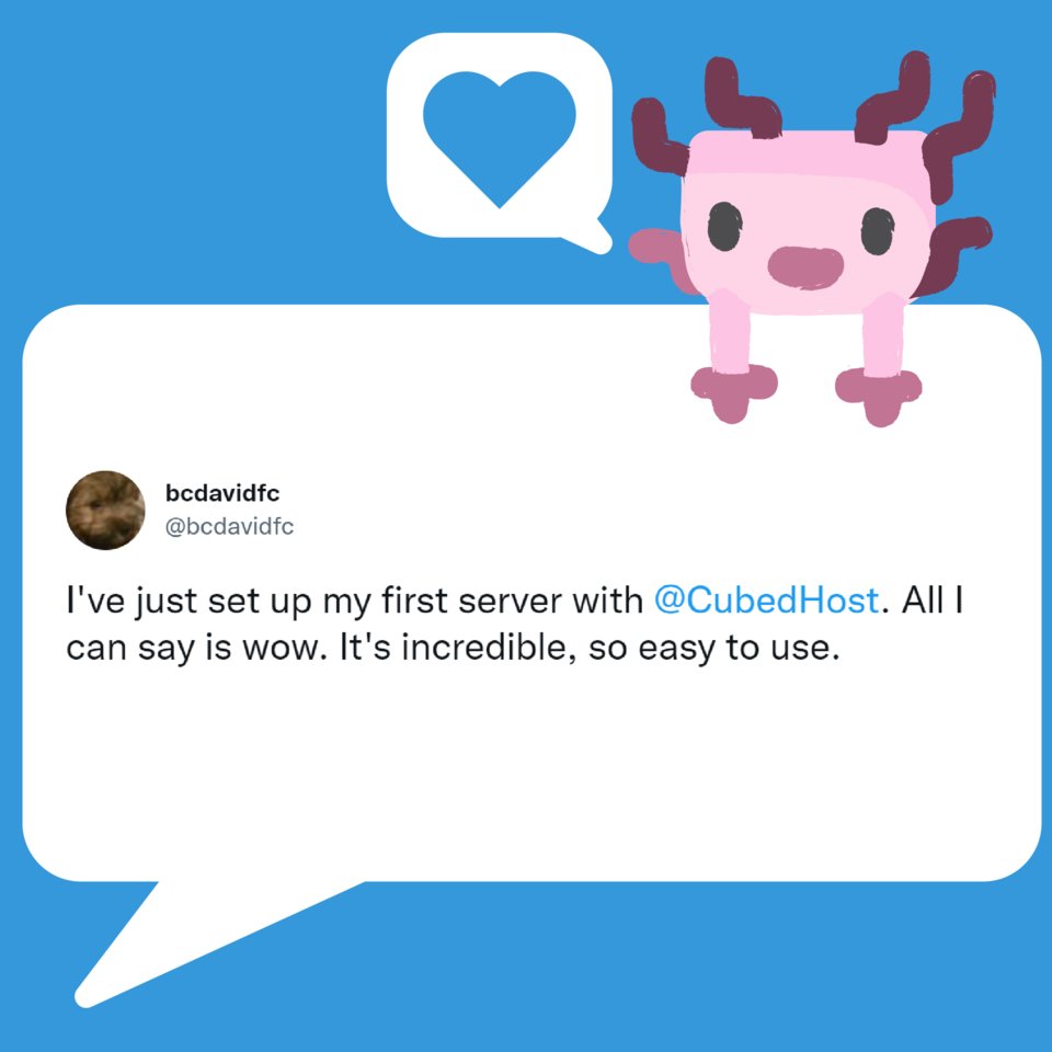 So, so happy to hear such kind testimonials from new CubedHost users 🥺💙💙

Thank you <a href="/bcdavidfc/">bcdavidfc</a> &amp; glad to hear you've been enjoying your server so far !! 🥰