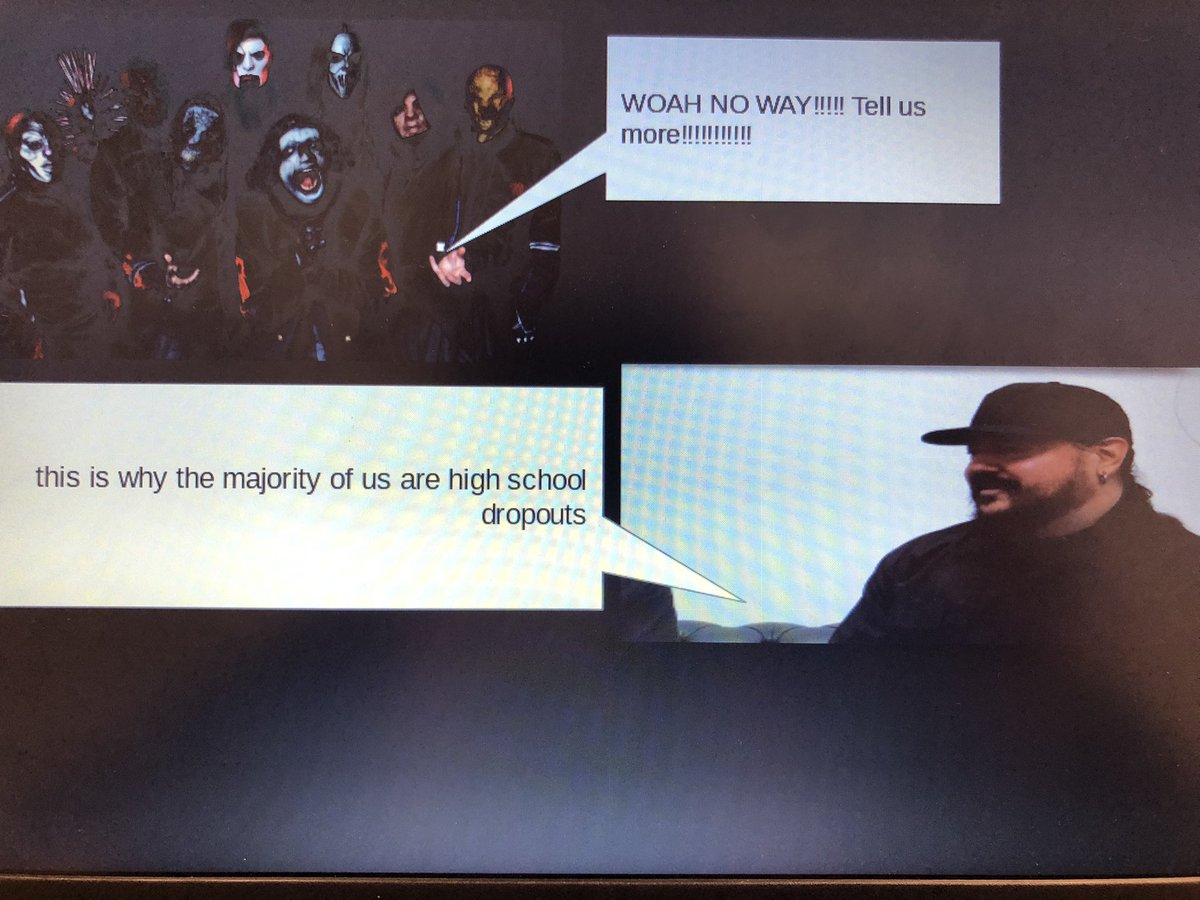 gloopshloop's tweet image. slipknot’s mick thomson teaching the life cycle of a star!