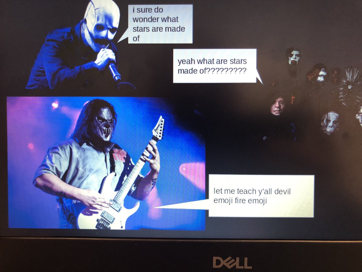 gloopshloop's tweet image. slipknot’s mick thomson teaching the life cycle of a star!