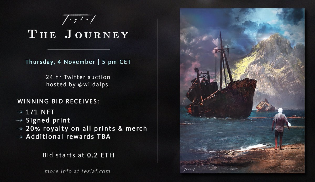 wildalps's tweet photo. Stoked I will be hosting a Twitter thread auction tomorrow for the legend @ScottTezlaf &amp; his incredible piece "The Journey" which tells a story many of us can relate to:
The journey of self-overcoming incredible odds to fulfill our dreams!

Check it out,mark the date &amp; be there✊ https://t.co/YprAq1LPEK