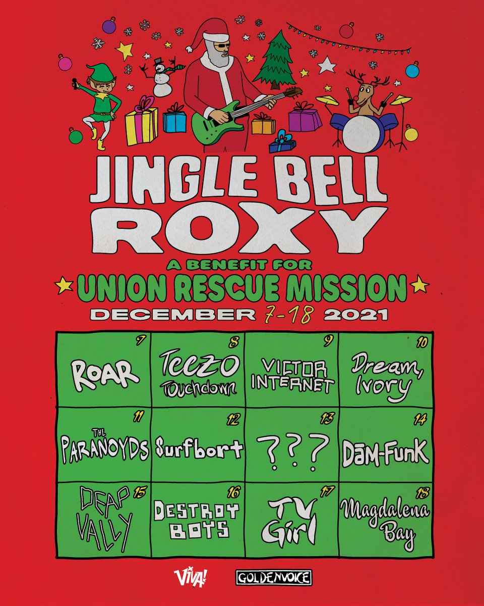 goldenvoice's tweet photo. We'll be jingle bell, jingle bell rockin' at @theroxy from Dec. 7 to Dec. 18 for the one and only #JingleBellRoxy ππ€ Tickets on sale Friday, Nov. 5 at 10am!
https://t.co/LKUFeZLyGL https://t.co/hUecJCdgdh