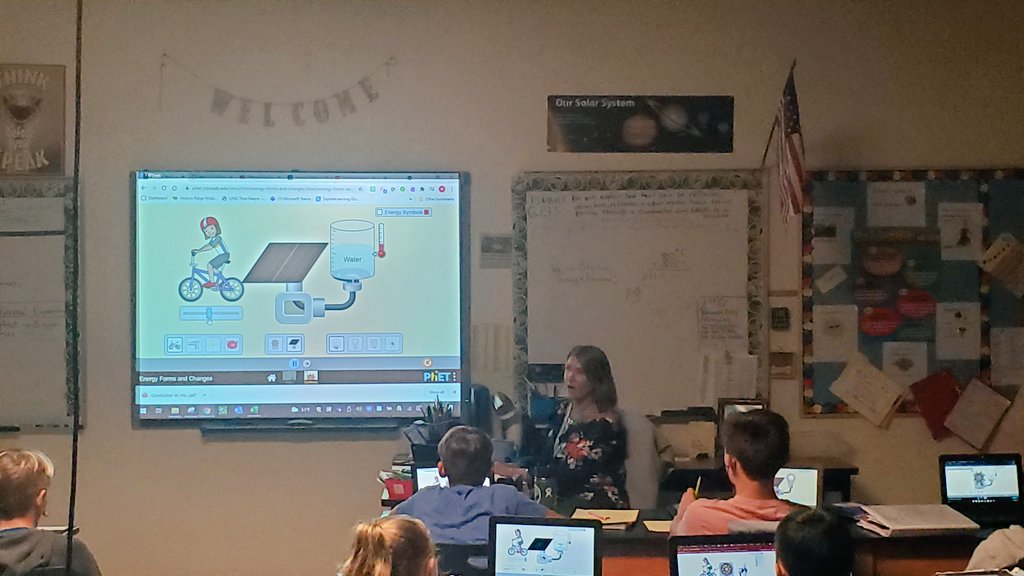 ARichardsonCCS's tweet photo. Mrs. Moore class is using @PhETsims to predict how energy will flow for objects in contact that have different temps. 
Students enjoyed using this interactive simulation.

@hickoryridgemid @TimTaylorHiRMS 

#PrincipalIntern #adminINtraining #HickoryRidge #MiddleSchool #science https://t.co/eqOlZ7vSEX
