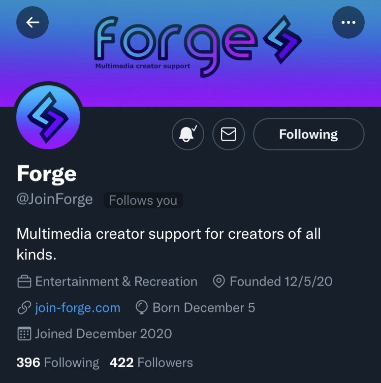JoinForgeUpdate's tweet photo. @JoinForge has updated their profile! https://t.co/mOLov7qF8S