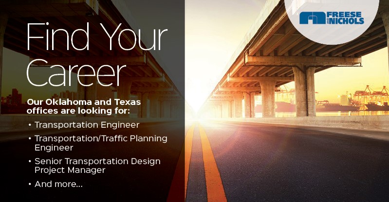 FreeseNichols's tweet photo. Looking for a career in #transportation #engineering? Our #Oklahoma and #Texas offices are #hiring and in search of talented individuals with different levels of experience to join our multidisciplinary transportation team. #JoinFNI https://t.co/QkAl5wLVi5 https://t.co/6UoJmwWacg