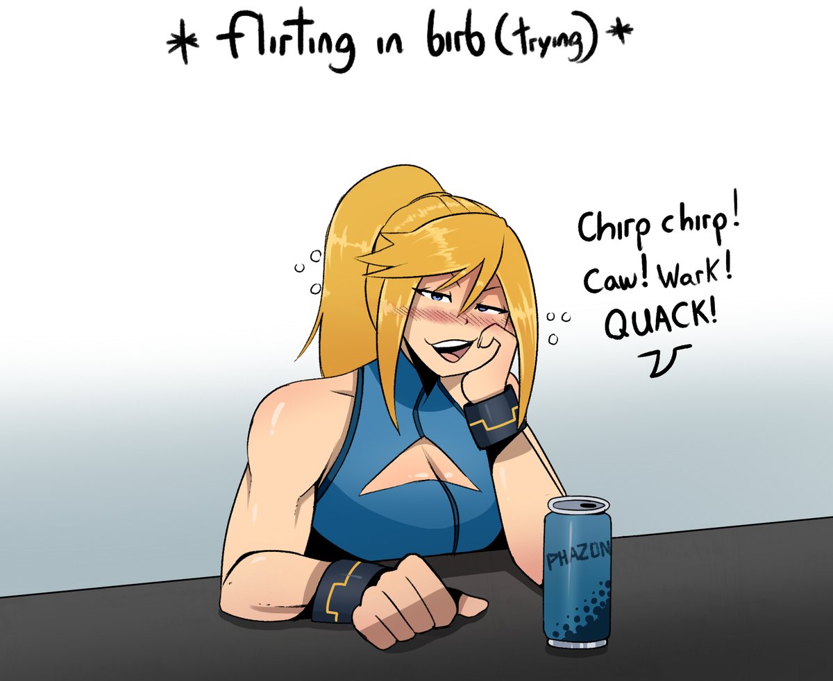 Samus but her Chozo DNA kicks and makes her think birbs are hot 
