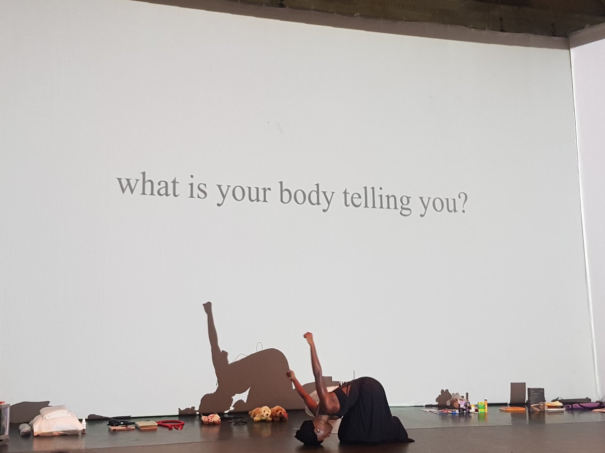 marthacuffy's tweet image. Moving piece by Heather Agyepong @heatha_a. The Body Remembers. Audience invited to witness her body release what it chose. Audio interview clips of Black British women on how #trauma lives in their body. #BlackWomen #AuthenticMovement