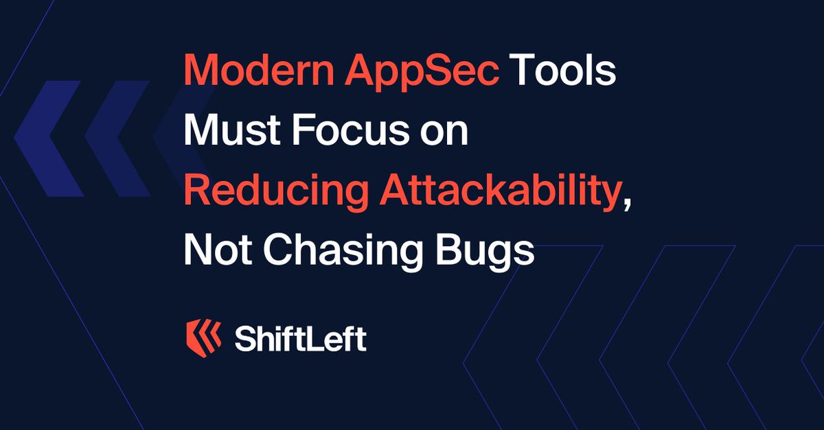 ShiftLeftInc's tweet photo. For too long, application security has been focused on the quantity of vulnerabilities in individual apps. We believe it is time to looks at the bigger picture of what vulnerabilities are actually attackable. Learn more: https://t.co/rQfeaW5mEq
#ShiftLeft #AppSec #Attackability https://t.co/LZ3A00pczh