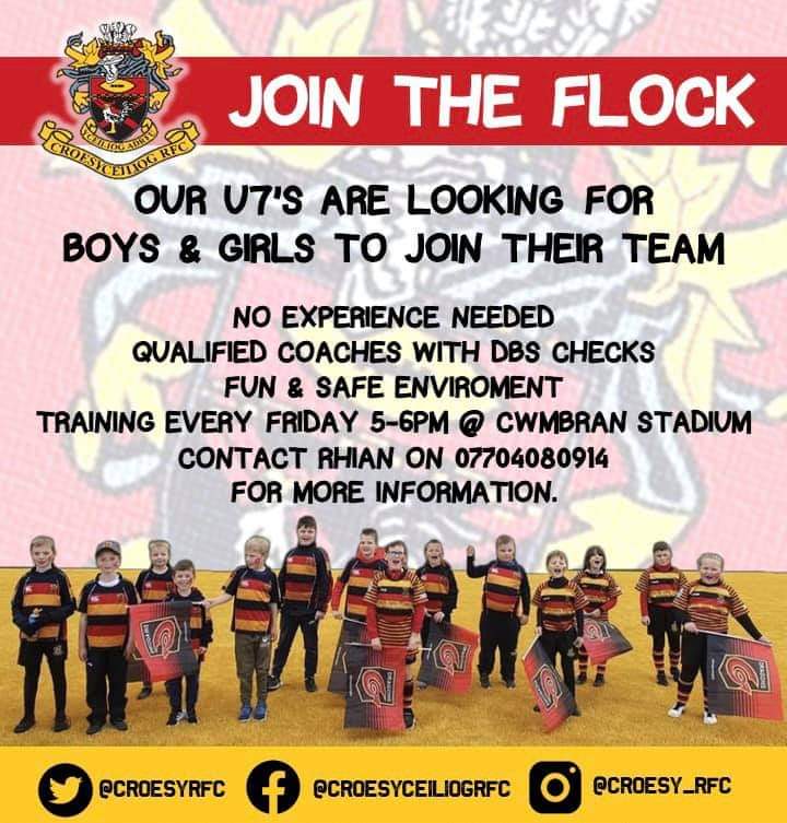 YoungCroesyRFC's tweet photo. Our u7s are looking for new players. If your son or daughter are interested in playing rugby get in touch😉🏉🐓 @LlanyPrimary @croesyprimary @PontnewyddSch @LlantarnamCP @YGCwmbran @Griff_HEAD @OLAPrimary @stdavidsrc2017 @Coedevaprimary  @nantcelynschool https://t.co/Qe6xC5N6c6