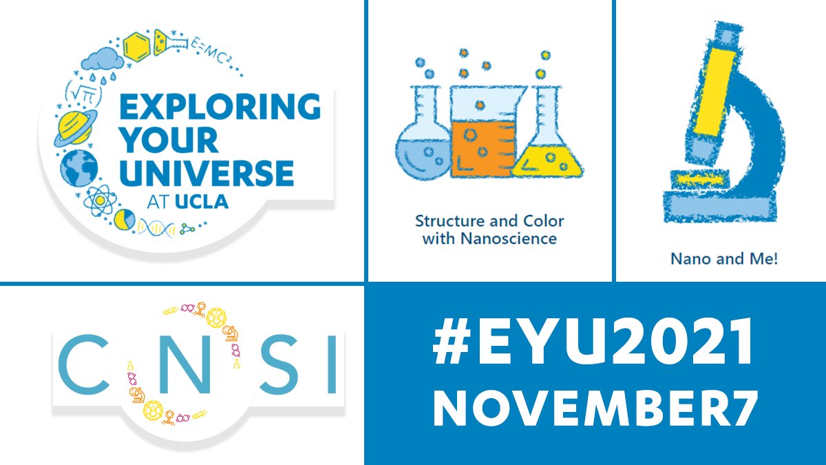 Explore Your Universe (<a href="/EYU_UCLA/">EYU at UCLA</a>) returns for a virtual #sciencefair on 11/7! This year, <a href="/cnsieducation/">cnsieducation</a> will be showcasing two activities: "Nano and Me!" and  "Structure and Color with Nanoscience". 
Learn more:
bit.ly/eyu-cnsi-21
#cnsiatucla #STEMeducation #K12 #LAUSD