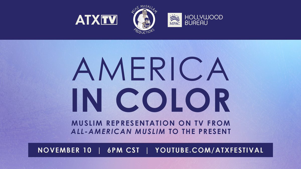 Next week: Join us, @mpac_national & @watchmmp for AMERICA IN COLOR, 3 convos about the stories + portrayals of Muslims on TV from #AllAmericanMuslim (2011) to now, with @mikemosallam @Riz_Manji @amin_el_gamal @yomoham + more! Nov 10 @ 6pm CST. RSVP now: mailchi.mp/atxfestival/am…