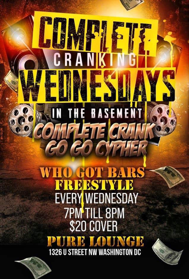 jenog61's tweet photo. Tonight @Pureloungedc Complete Crank Go-Go Cyper in the basement from 7 to 8 then Complete Crank Band from 8 til 10pm https://t.co/9l9hwmsRp6