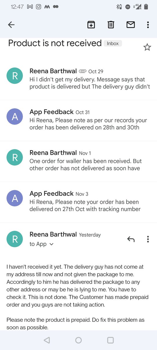 ReenaBarthwal's tweet photo. Delivery boy has delivered the #VanHuesenInd package at the wrong place. Give me my #jeans #formalshirt or refund my money. #companyowner please look into it #consumercourt. https://t.co/qNQGDXo95v