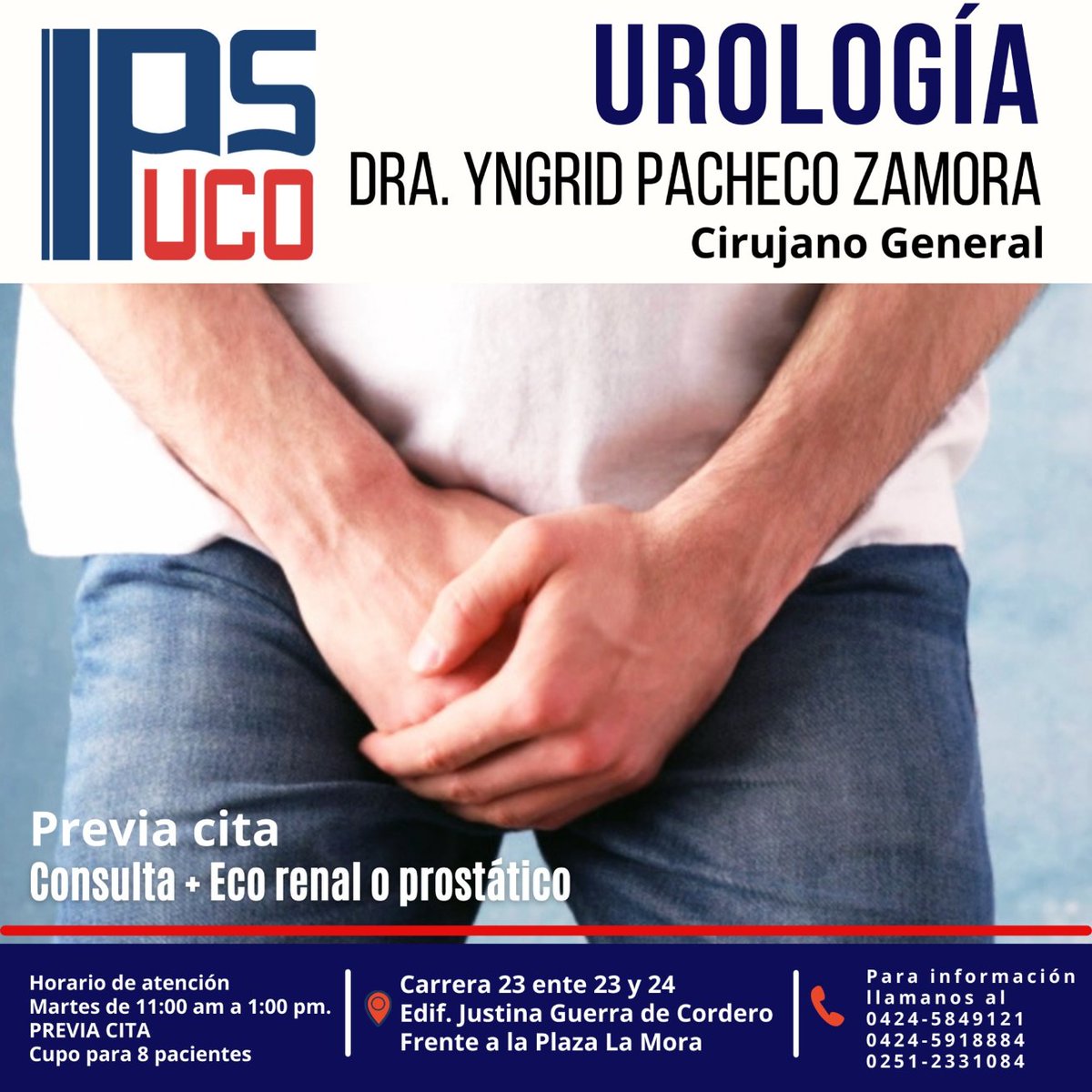 apuclagremio's tweet photo. ¿Necesitas un urólogo? Ipspuco te ofrece la consulta de la Dra. Yngrid Pacheco Zamora, uróloga y cirujana general

No dudes en llamarnos. Estás en manos expertas. Tenemos precios solidarios para afiliados y público en general.

#urologia #urologo #ipspuco #UCLA  #consultancy https://t.co/Uhv0UQn1OH