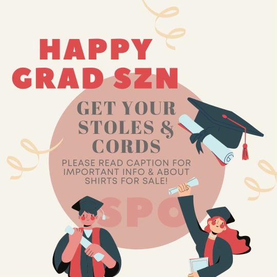 Bauer_SPO's tweet photo. Some important news:
This is the last semester for you to pick up a shirt from last semester if you've paid for one 😎 We will also be selling SPO stoles and cords! 🎓 Please reach out to Denise Nacionales (713-231-6513) or Alejandra Torres (832-461-5669) to buy any of these! https://t.co/6Htf73Rw90