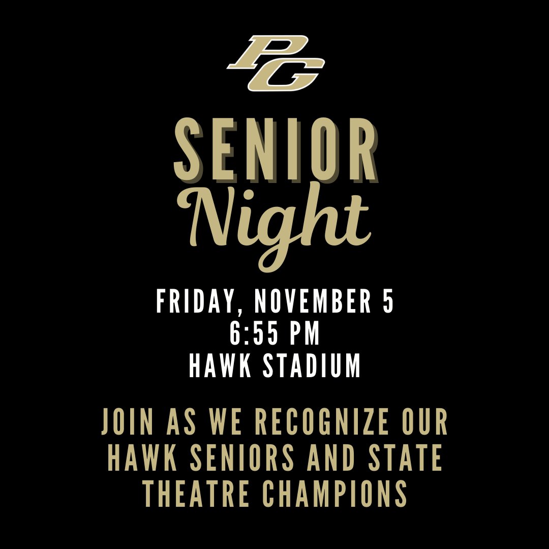 Join us this Friday night as we honor our Friday Night Lights Seniors and our 2021 State Theatre Champions!