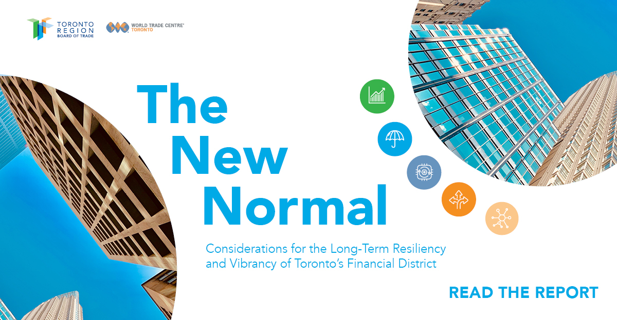 TorontoRBOT's tweet photo. The #NewNormal is here, but what does this mean for businesses? In a series of interviews with 30+ top Financial District executives, this report outlines what to expect as we transition to post-pandemic life, and the opportunities this provides. 

Read: https://t.co/xheAuIgdFK https://t.co/LiETEFFaOo