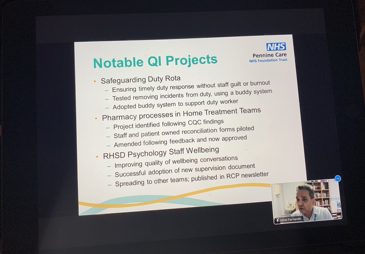 rachelchin91's tweet photo. Great to see the staff wellbeing care plan get a mention in @PennineCareNHS AGM. Looking forward to hearing the feedback from other teams following implementation @TracyMellor3 @QTammer @pduthie @bec_forde @BeckyKorzen @BrendanJDunlop1 @Hazel_MHNurse @clairem23538710 @gemmamlambo https://t.co/UATCZmvdzD