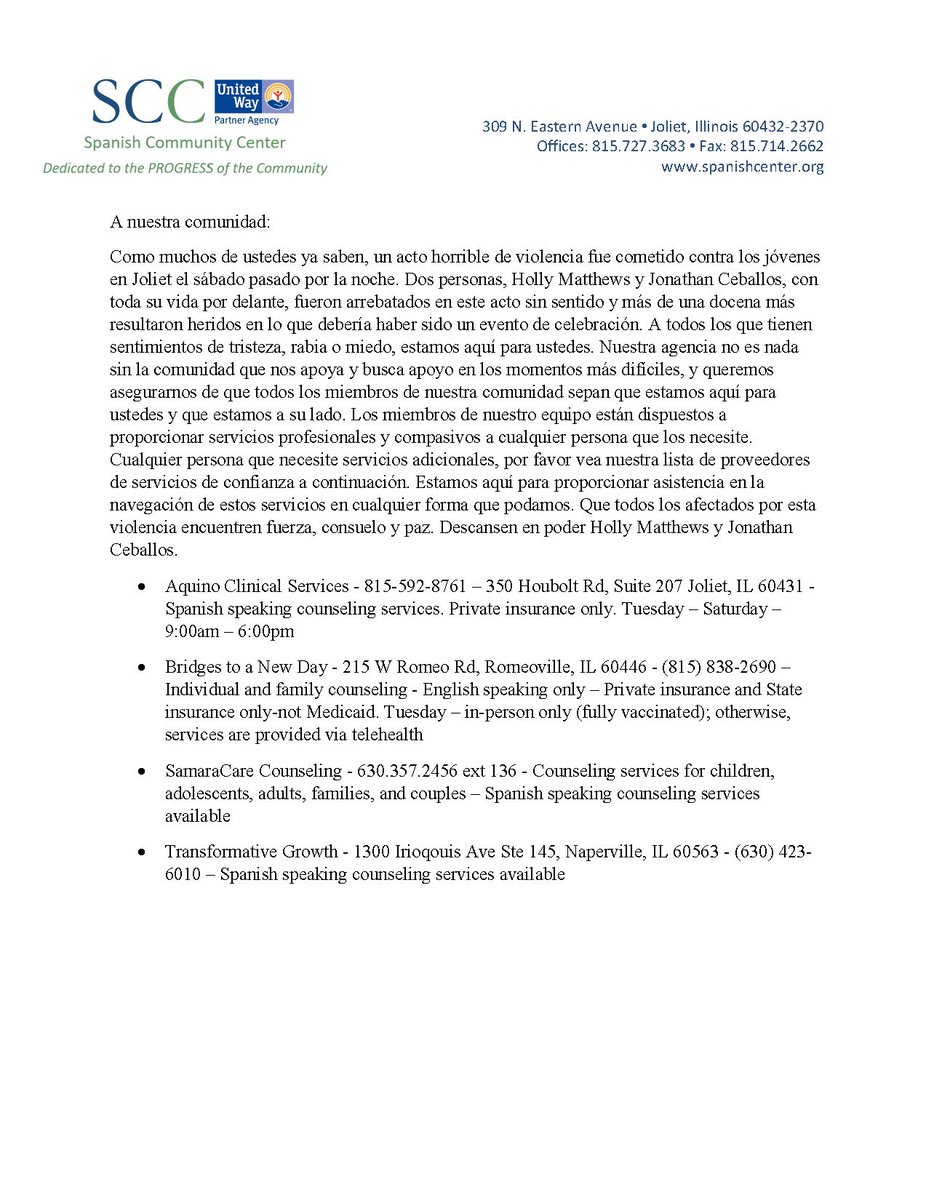 Spanish Community Center (@sccjoliet) on Twitter photo 