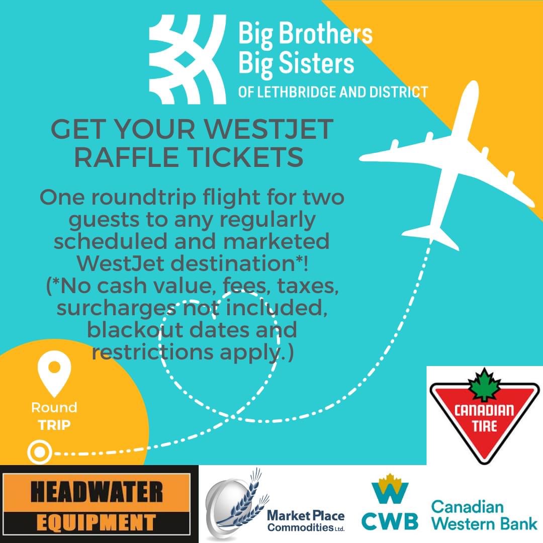 Two tickets anywhere WestJet flies.  Tickets are $25 each.   Time is running out to get yours as the draw is Saturday Nov 8th. #biggertogether  #mentoringmatters   #yql  

app.simplyk.io/en/ticketing/4…