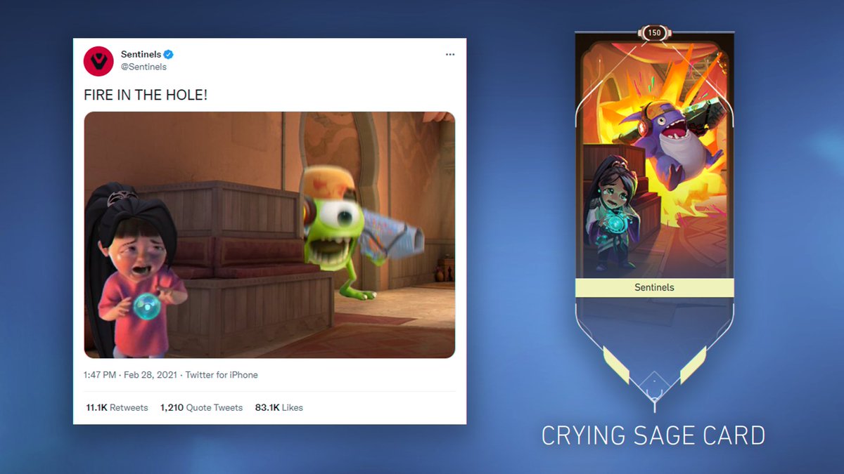Sentinels's tweet photo. The meme became the dream.

The best Player Card on the Battlepass. https://t.co/0zIeEIdBeA