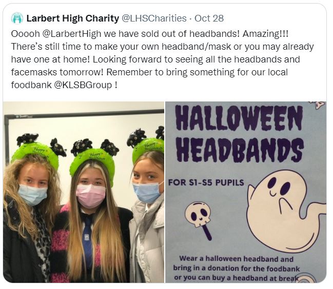 KLSBGroup's tweet photo. Thank you to everyone who took the time to donate to our foodbank through your amazing initiative. Your donations mean more than words can describe. @LarbertHigh @LHS_PC @LHS_HWB @LHSArtandDesign @Larbert_Sport #CommunitySupport #ThankYou https://t.co/OdFJBrbs7d