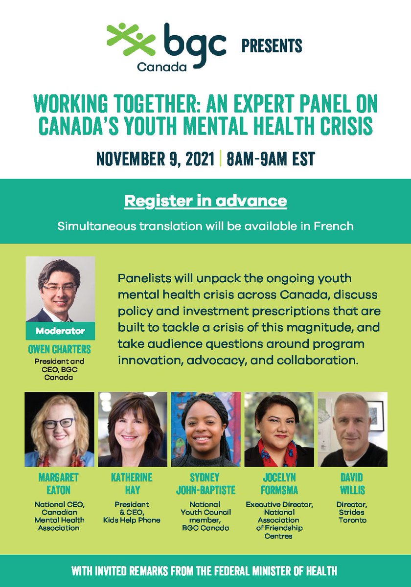 Our very own, Sydney, is doing big things! 🎉👏🏻

On November 9th, Sydney will be joining an incredible panel  to discuss the ongoing youth mental health crisis in Canada.  

Register to attend the Zoom panel at the link in our bio!