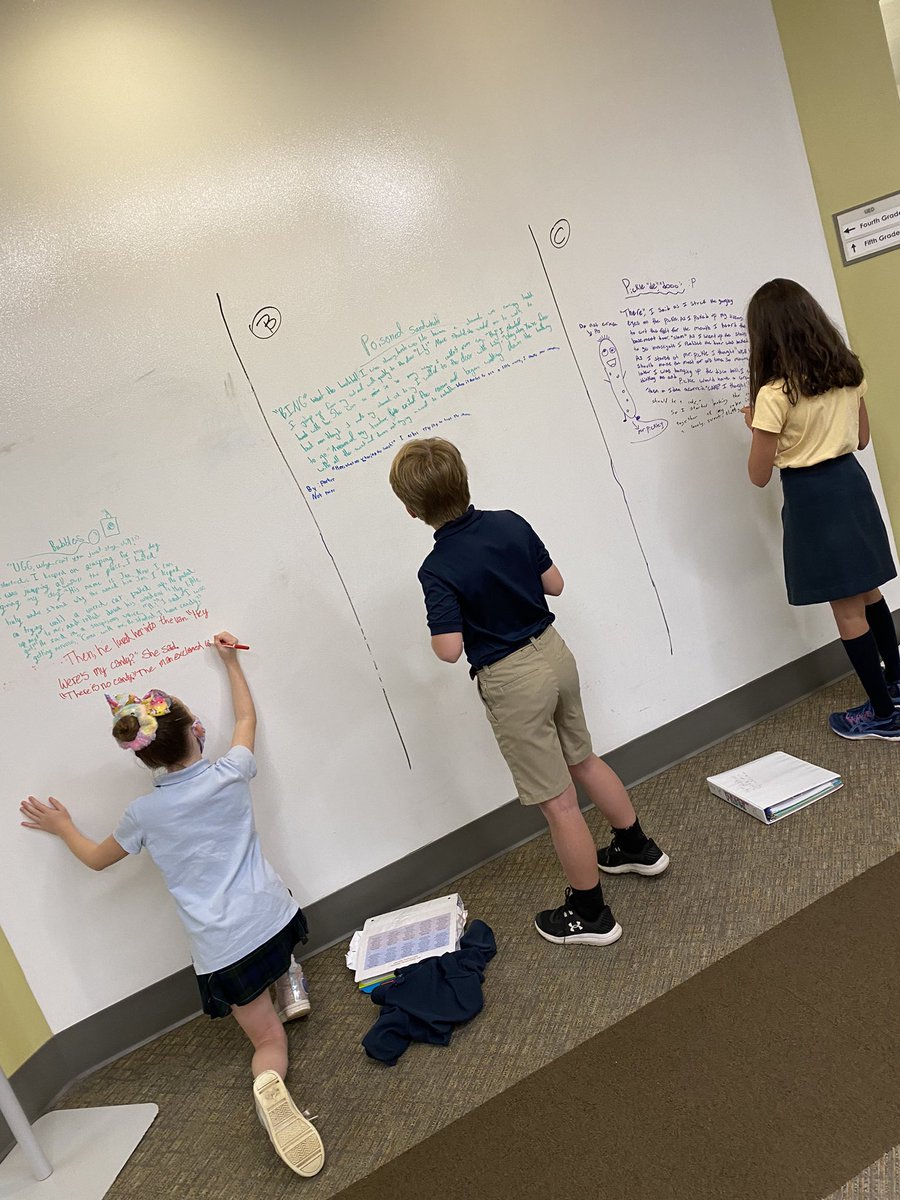 We wrapped up our realistic fiction unit with some jigsaw authoring. As they rotated, Ss worked to incorporate specific components into each section, including a lead, dialogue, show-not-tell, and vocabulary. We loved seeing how our stories turned out in the end! #trinitylearns
