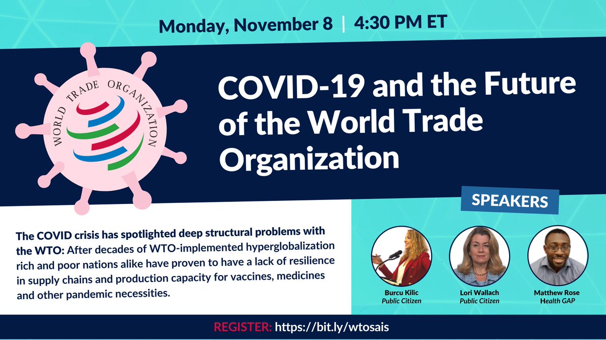 GTWAction's tweet photo. It is imperative to realize a new model for global trade that — instead of exacerbating insecurity, inequality and instability — supports people and the planet. 

Hear from the experts next Monday, Nov. 8 @ 4:30pm, hosted by @SAISHopkins.
RSVP: https://t.co/rNHceEl13t https://t.co/EJySNWJlKv
